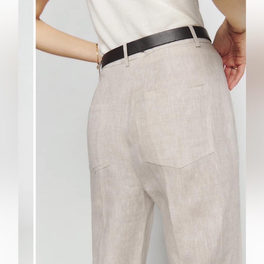 Reformation Petites Freddie Linen Pant Oatmeal - Size 8P NWT - Picture 4 of 7
